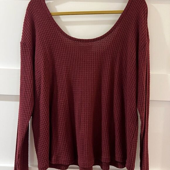Abound off the shoulder garnet waffle style blouse size L - Picture 7 of 9
